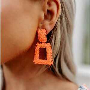 Bold Orange Textured Earrings